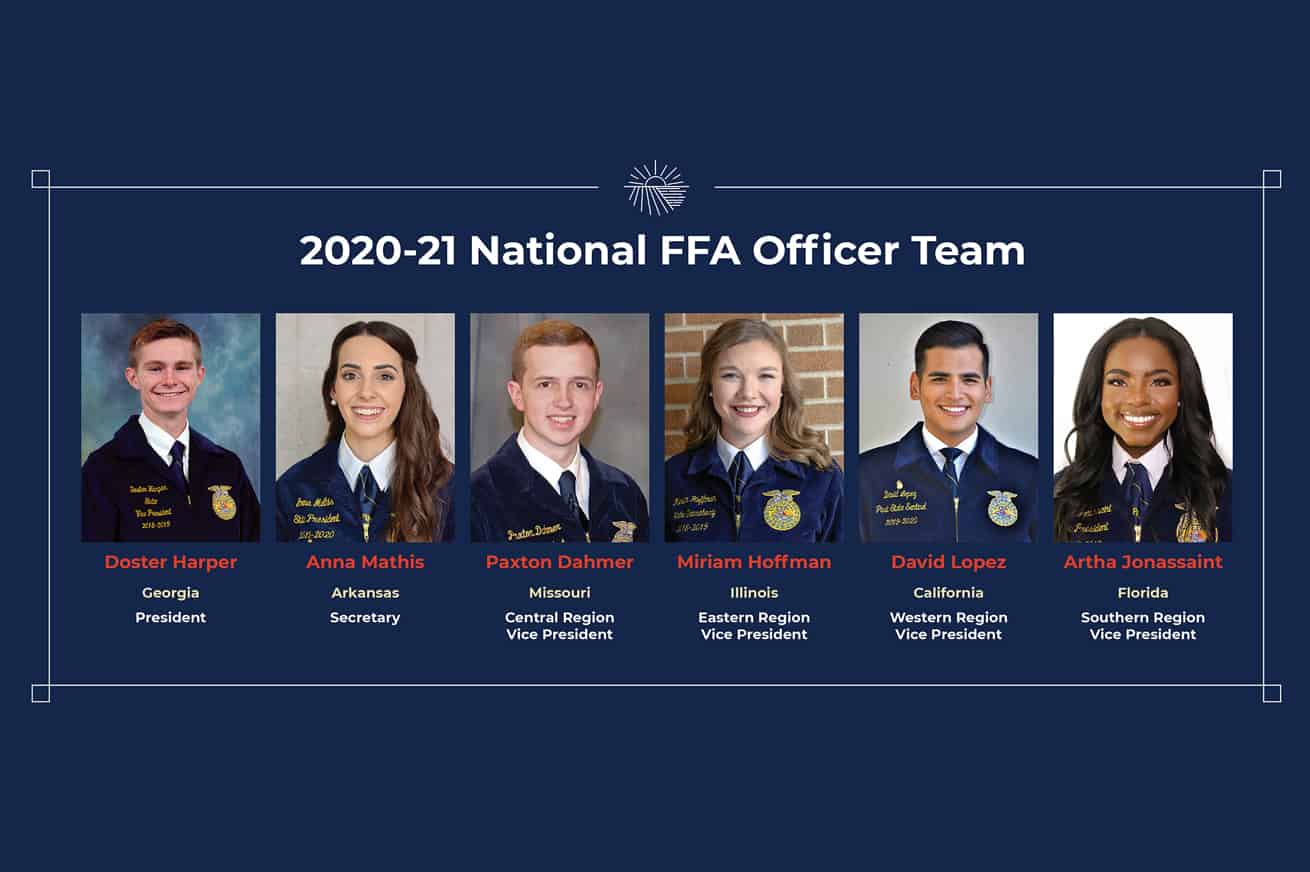 2020-21 National Officer Team – NOs page Portrait of 2019-20 National FFA Officer Team