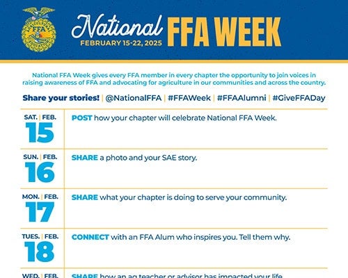 2025 FFA Week - Activity Schedule 500x400