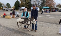 Sarah Jones and Dillan Lerwill with their animals at Treats on the Streets.