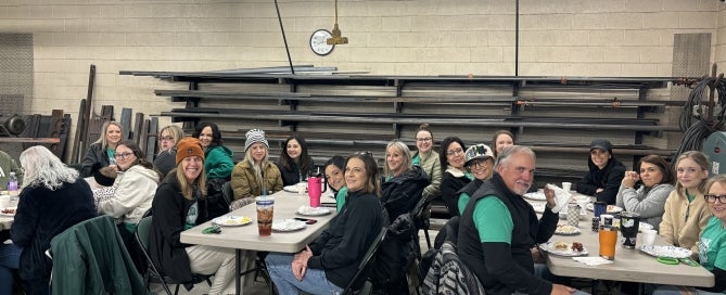 Texico Teachers gather to eat their appreciation breakfast before school.