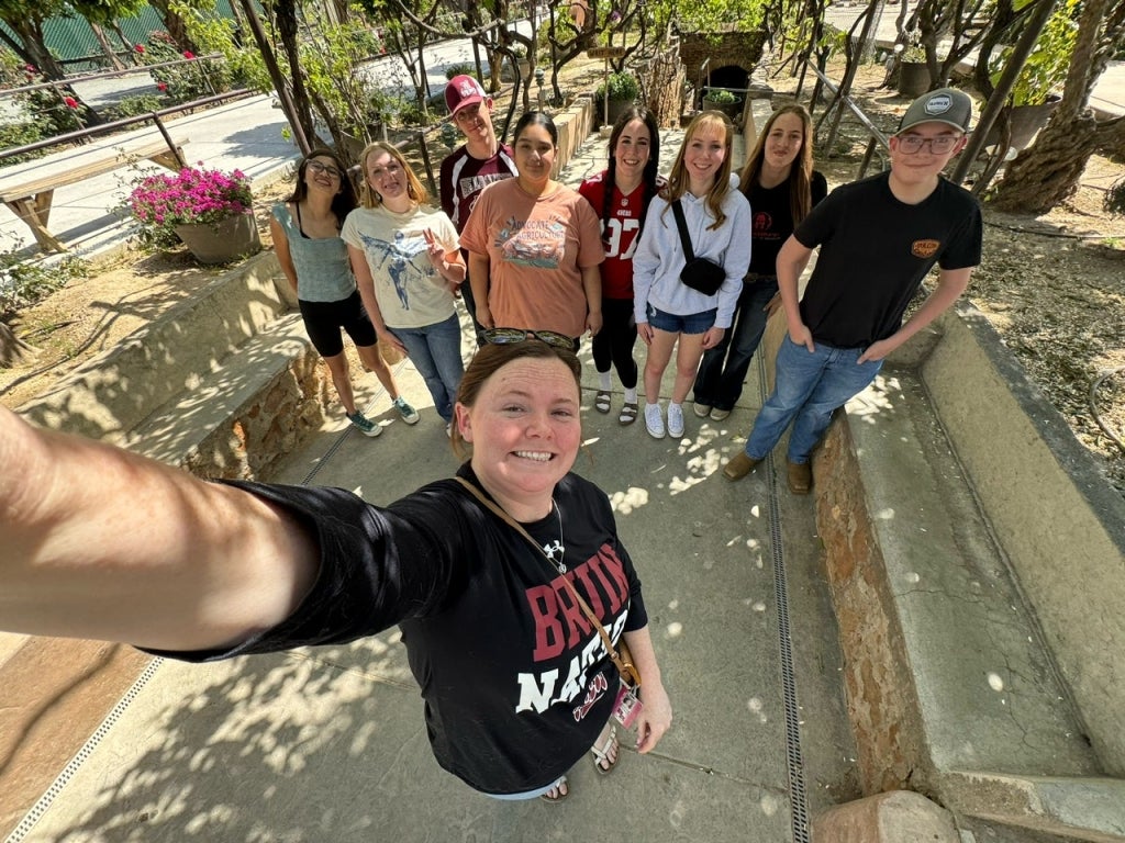 Bear River FFA members’ classic tradition: taking a .5 photo before any event. Shannon and her students explored the Forestiere Underground Gardens as part of their industry tour before heading to the Fresno State Field Day and state finals.