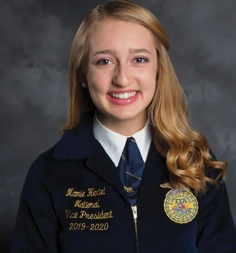 Mamie Hertel in her National FFA Vice President official jacket.