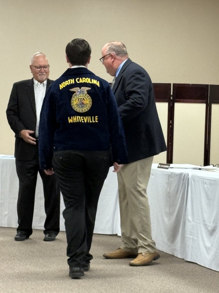 Kolby McPherson attends Whiteville City Schools’ meeting.