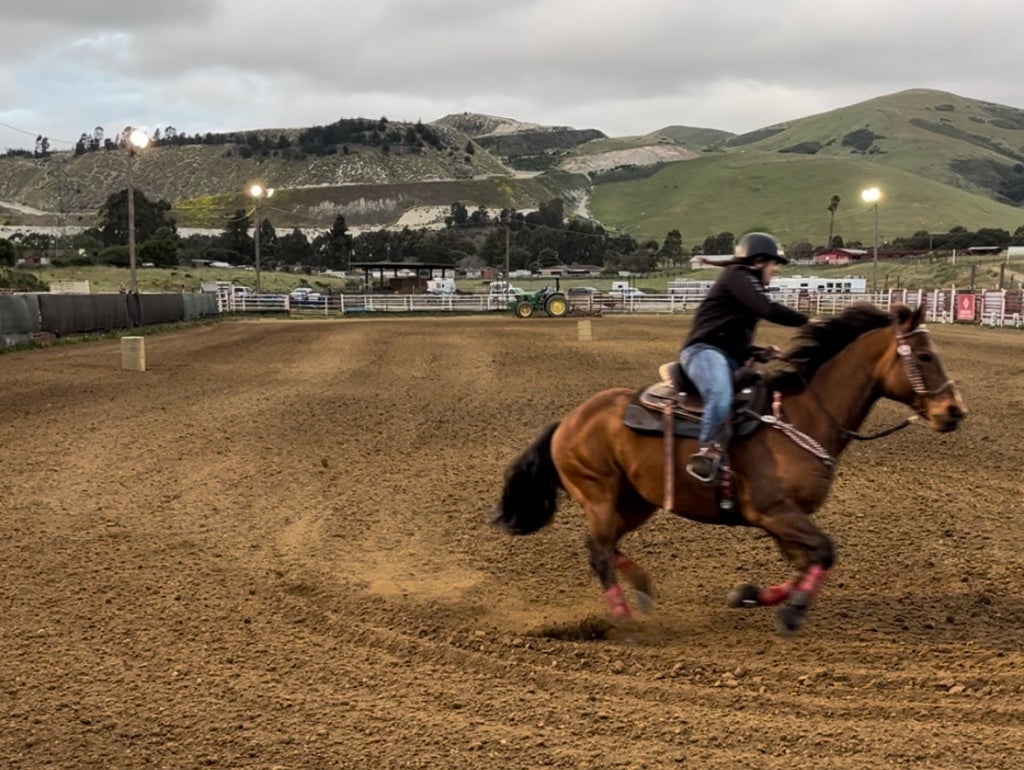 Gaynor and Harley compete at a National Barrel Horse Association event. Courtesy of Maddie Gaynor.