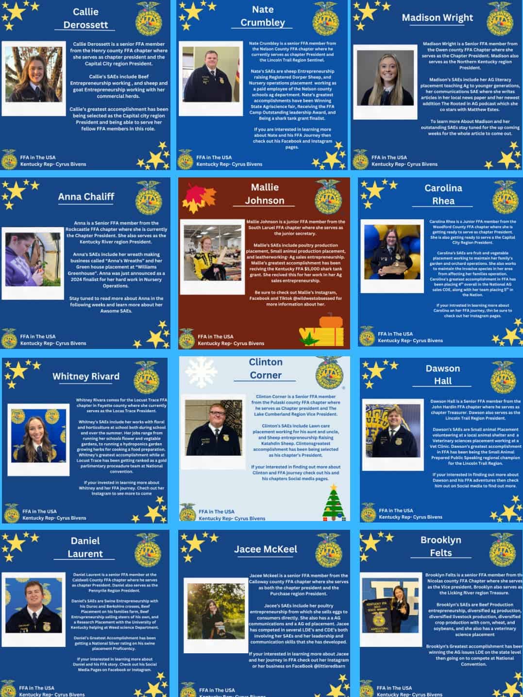 Some of the spotlight pages I created and shared on my social media.