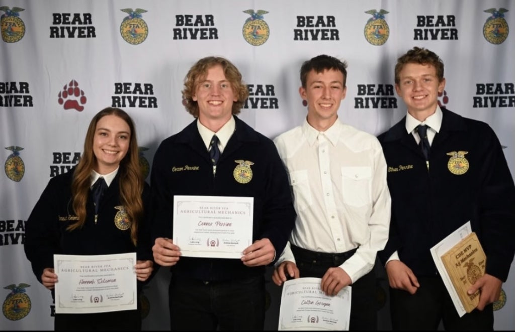 Solomon (far left) and her agricultural mechanics team members were recognized at the 2024 end-of-the-year banquet for their hard work and dedication. Solomon will also be recognized at the 2025 FFA banquet.