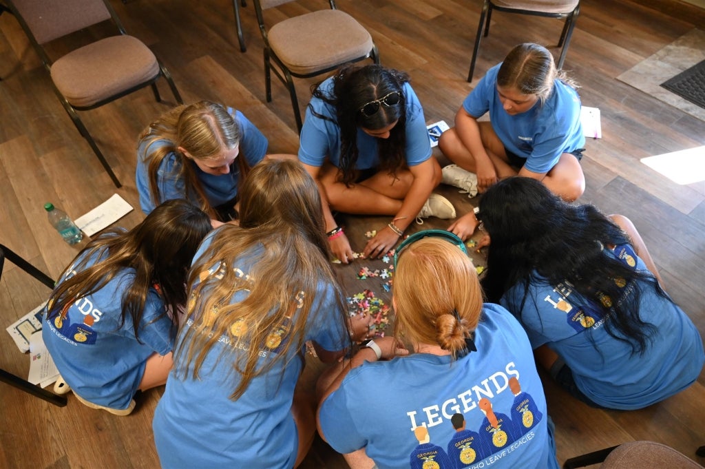 Being a chapter officer includes collaborating to complete activities, planning events and leading others in the organization. Photo courtesy of Ben Lastly/Georgia FFA.