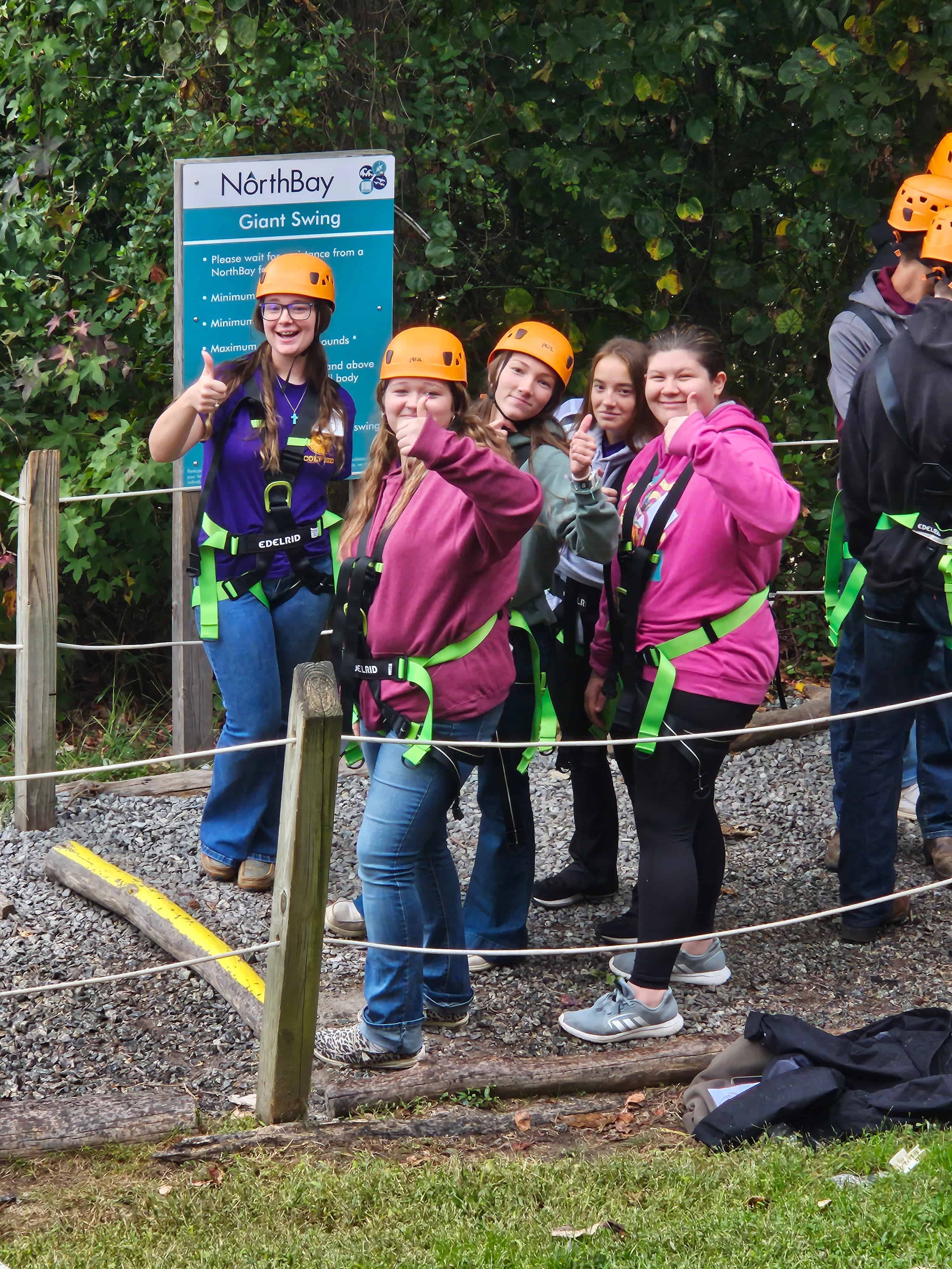 To practice working together as a team, Maryland FFA officers tackle a ropes course. Photo courtesy of Terrie Shank/Maryland FFA.