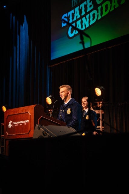 Trent Oney plans to apply the skills he gained as an FFA in the USA reporter to his quest of becoming a Washington FFA state officer. Photo courtesy of Trent Oney.