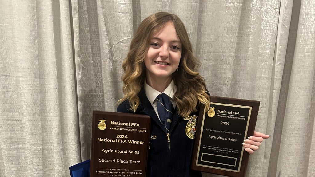 In addition to a securing the top participant award, Aliyah Scarlato helped her team receive second place honors during the 97th National FFA Convention & Expo in Indianapolis. Photo courtesy of Aliyah Scarlato.