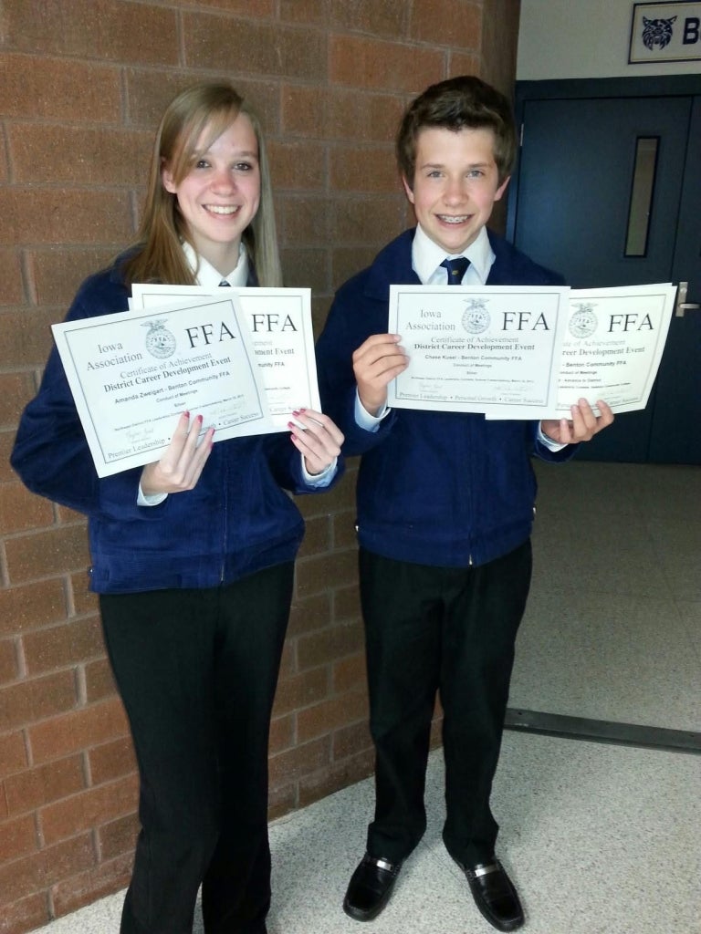 Chase Kusel (right) dove headfirst into FFA by competing in career development events. Photo courtesy of Chase Kusel.