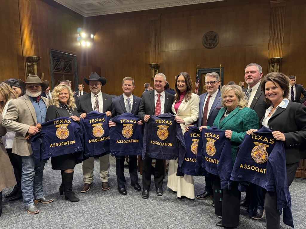 Members of the 1990-91 Texas FFA State Officer Team reunite to celebrate Brooke Rollins’ (fifth from right) USDA appointment. Photo courtesy of Lydia Johnson/Agri-Pulse.