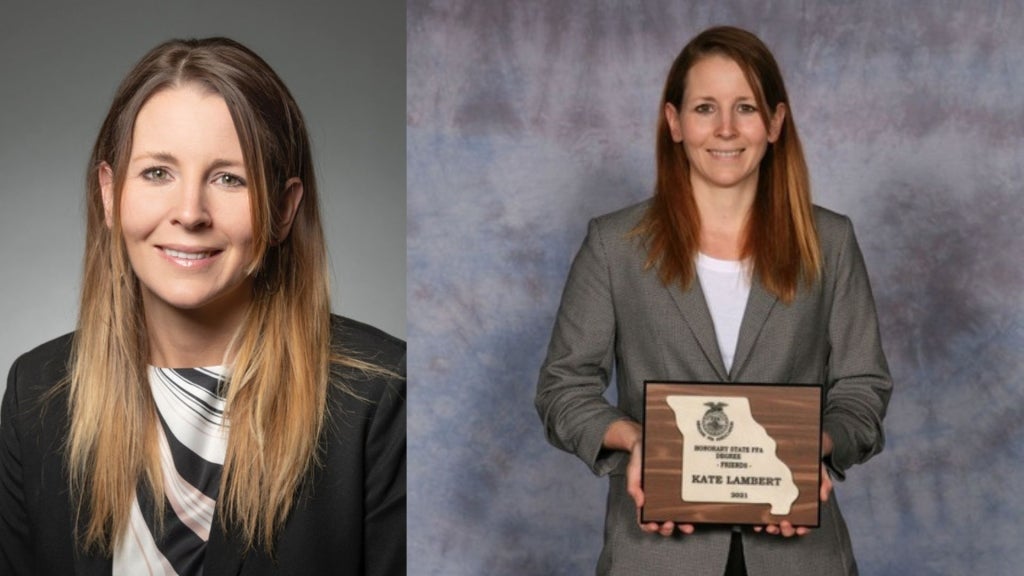 Kate Lambert was recognized during the 2021 Missouri State FFA Convention for her ongoing support of agricultural education and FFA. Photos courtesy of Kate Lambert/FCS Financial.
