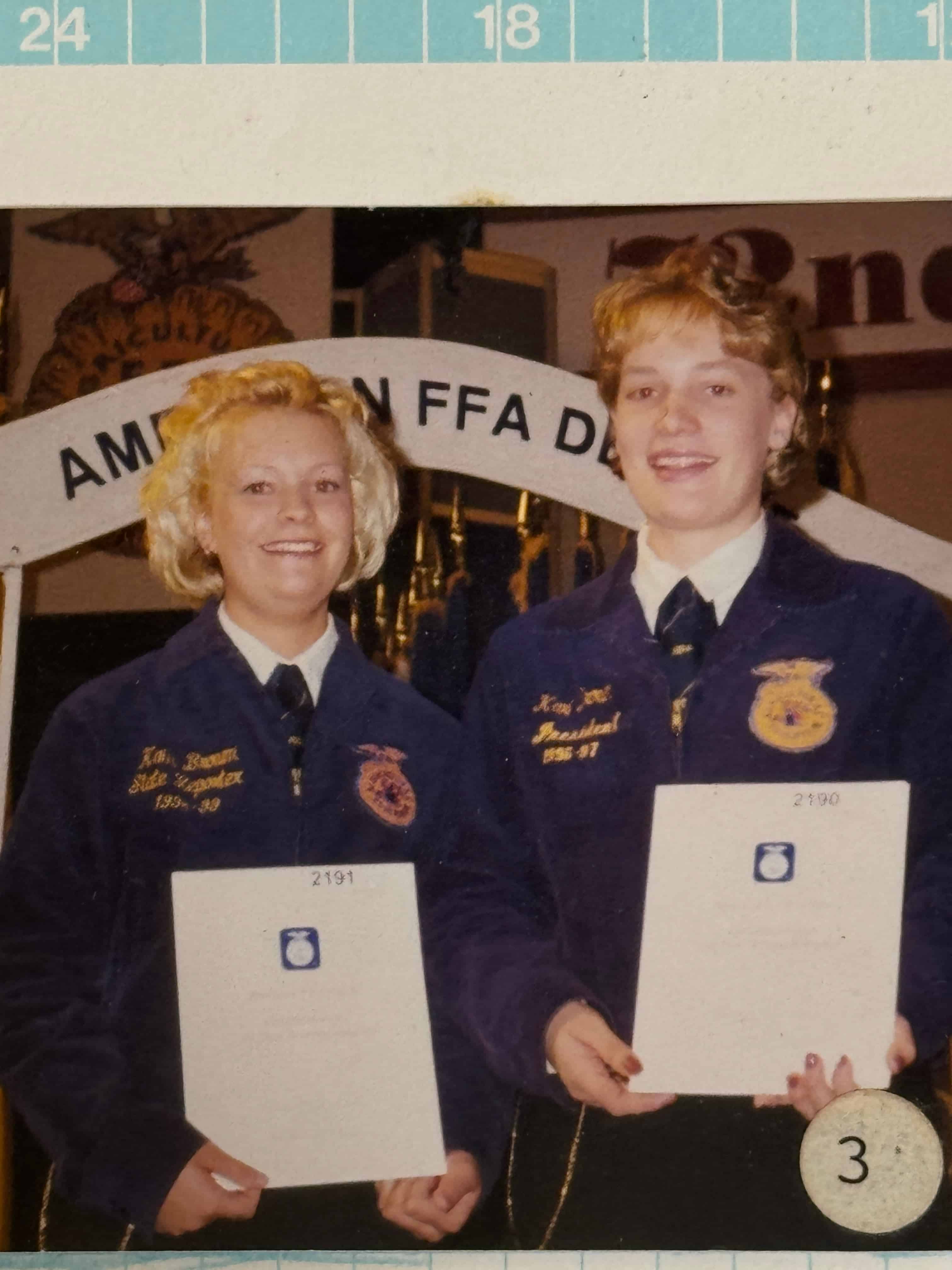 Kari Grossen (right) helped instill a love of blue-and-gold traditions in her two sons. Photo courtesy of Kari Grossen.