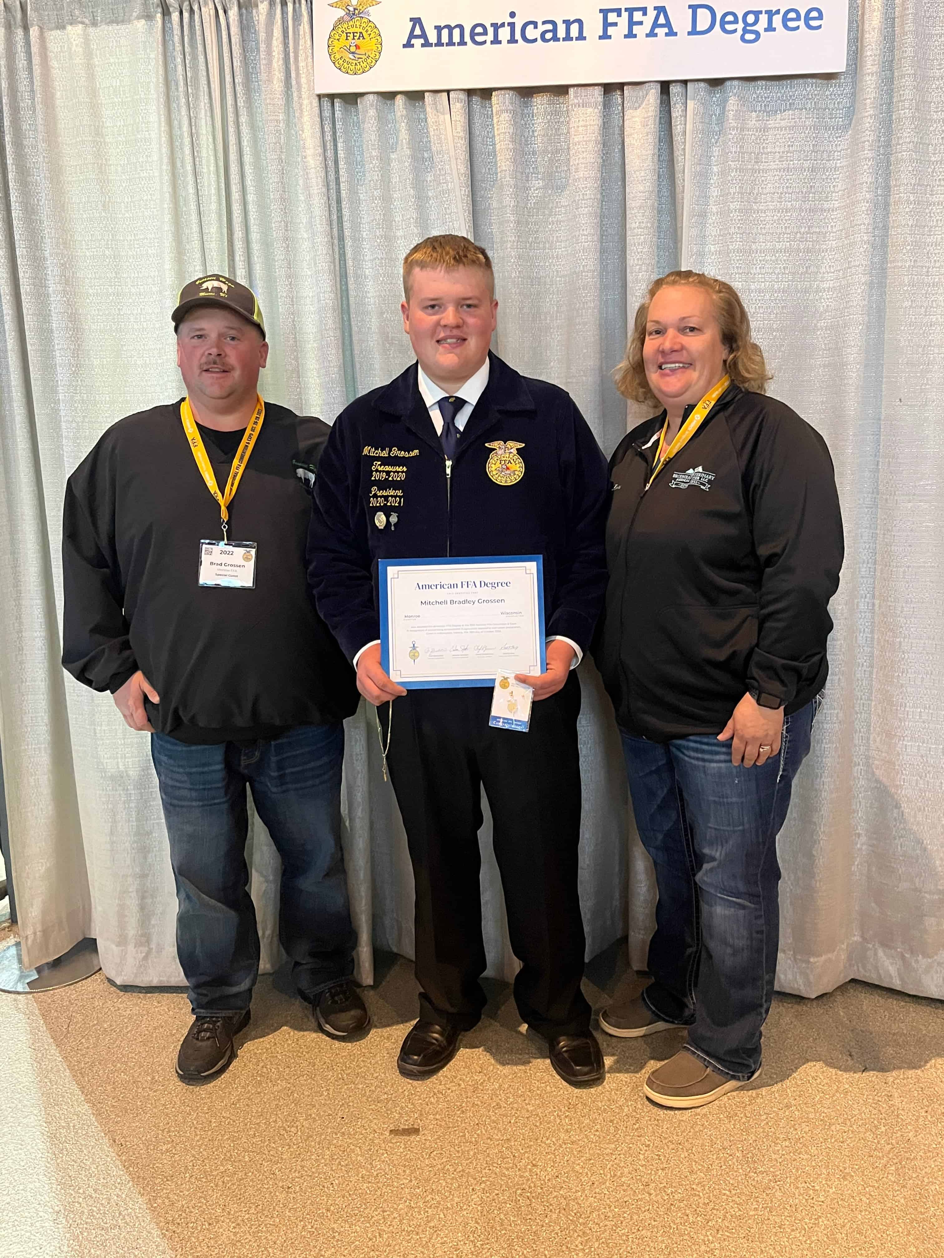 Brad and Kari Grossen attended convention when Mitch Grossen (center) received his degree. Photo courtesy of Kari Grossen.