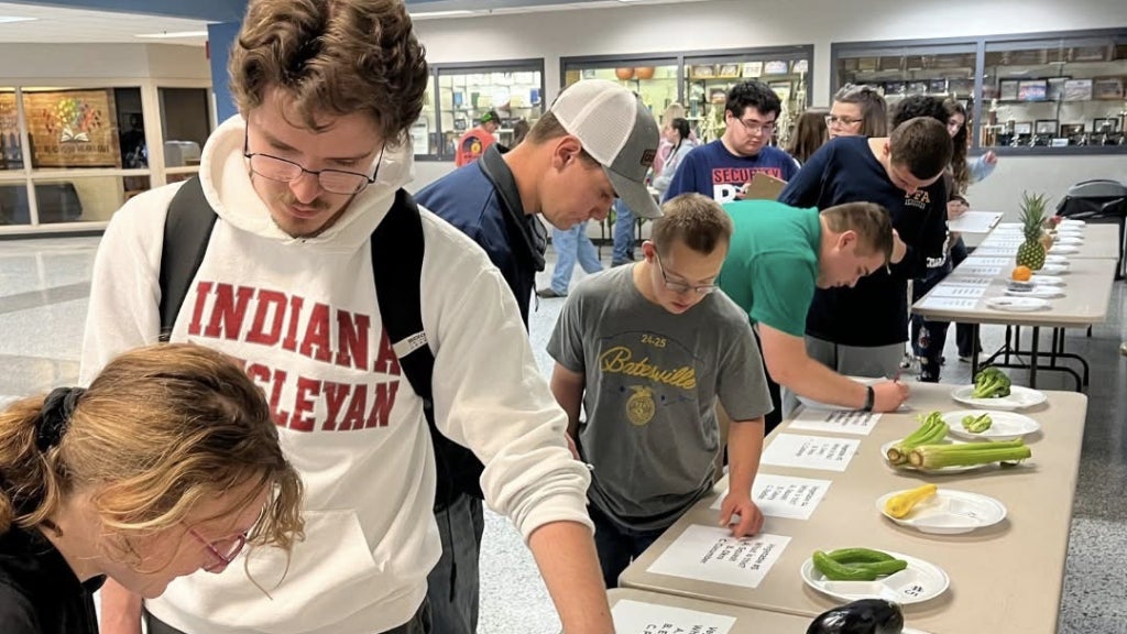 Unified Horticulture Career Development Event competitors identify fruits and vegetables. Photo courtesy of Amanda Mullins.
