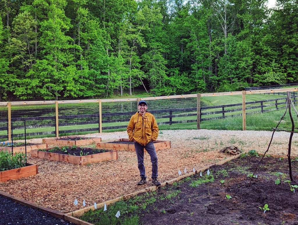 Sanchez built a vegetable garden at this farm in Fauquier County, Va. Photo courtesy of Thomas Sanchez and Leslie Albrecht.