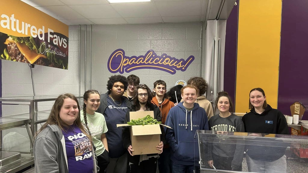 Paoli FFA members deliver fresh greens that will be served in their school’s cafeteria. Photo courtesy of Samantha Goen.