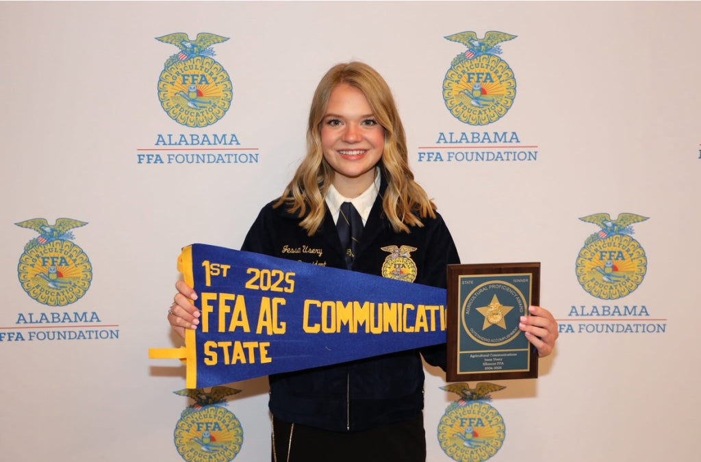 Jessa Usery applied for an agricultural communications proficiency award and won one at the state level. She hosts a podcast named “A Day in Agriculture,” where she discusses agricultural opportunities with industry leaders. Photo courtesy of Jessa Usery.