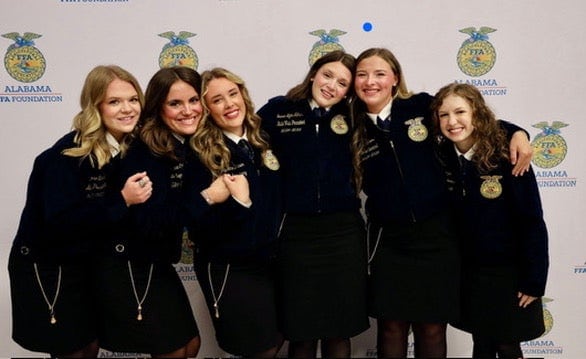 Usery (far left) says serving as an Alabama FFA state officer helped her grow as a leader and pushed her out of her comfort zone. Photo courtesy of Jessa Usery.