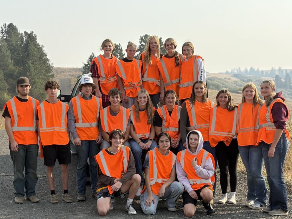 Highland-Craigmont FFA members work together to serve their community by participating in the Adopt-A-Highway program.
