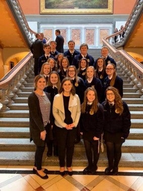 Geisler with her students on agricultural legislative day.