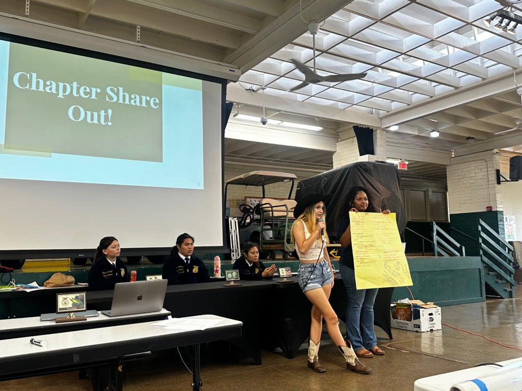 Brainstorming and sharing ideas helped Hawai`i FFA members sharpen their public speaking skills and learn from one another. Photo courtesy of Lakeisha Quitog.