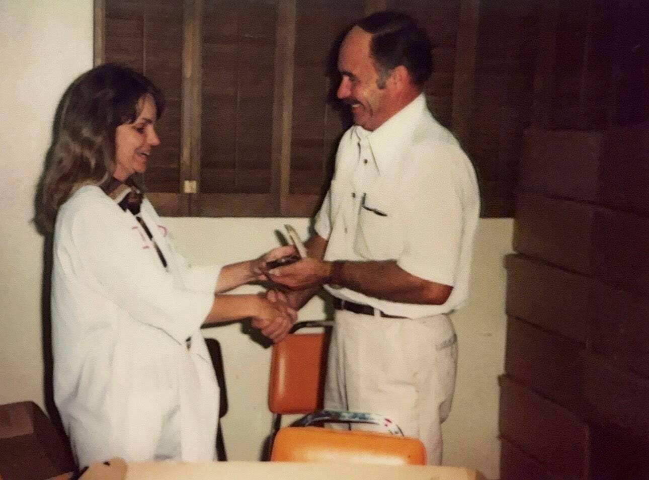 Linda Tilton earning an award.