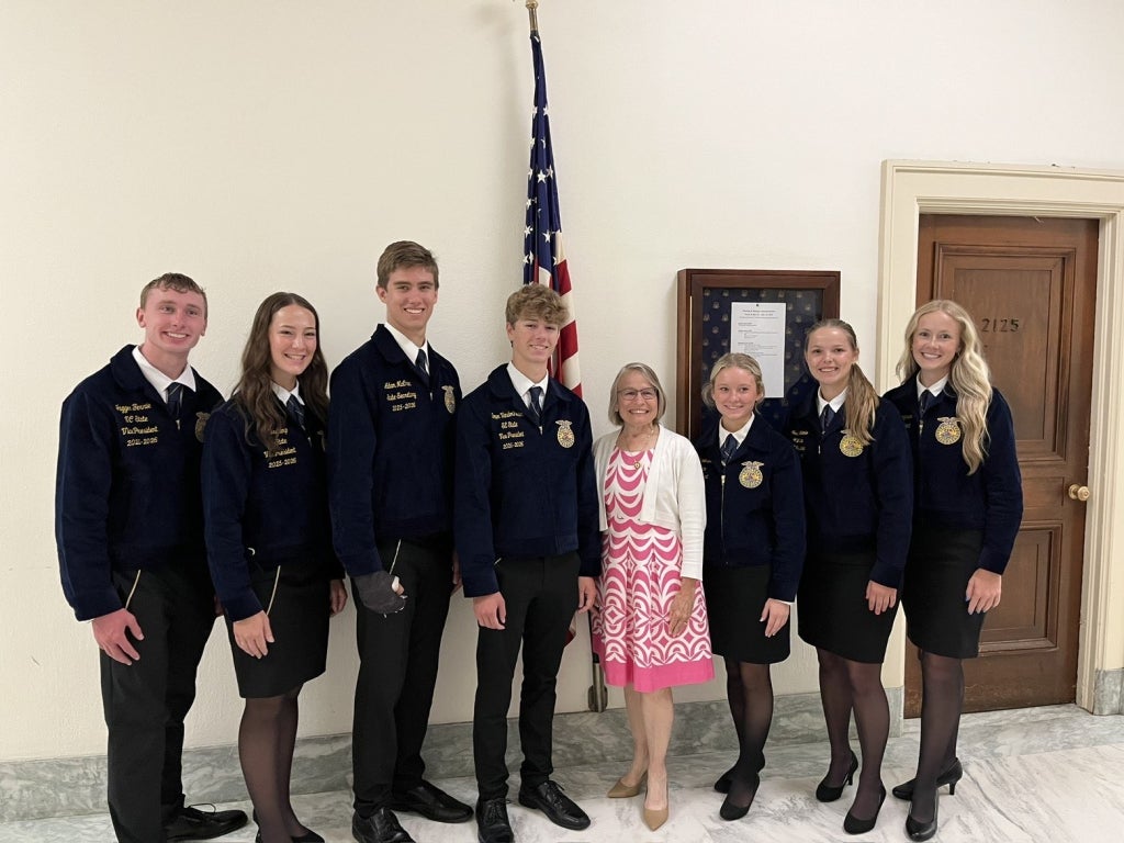 The state officer team meeting with Rep. Mariannette Miller-Meeks.