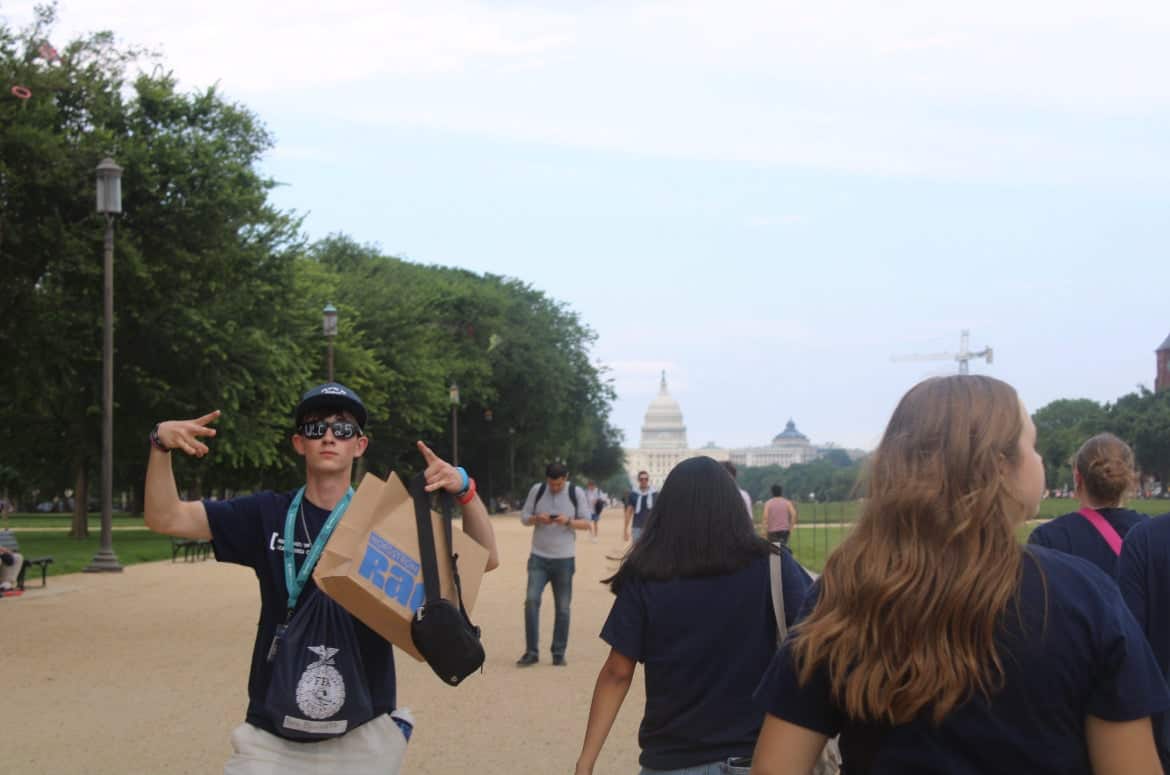 On the last day of the conference, attendees walk through Smithsonian museums and explore the nation's capital city. (Left to Right: Benjamin Burnett, Mia Urbano, Kate Cooper, and Landyn Markwardt)