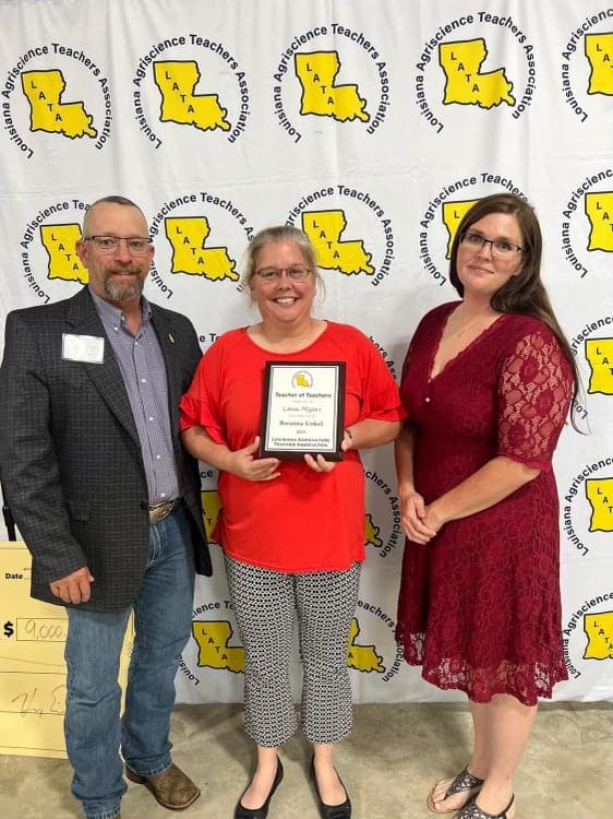 Lana Myers with one of her past students who also majored in agricultural education.