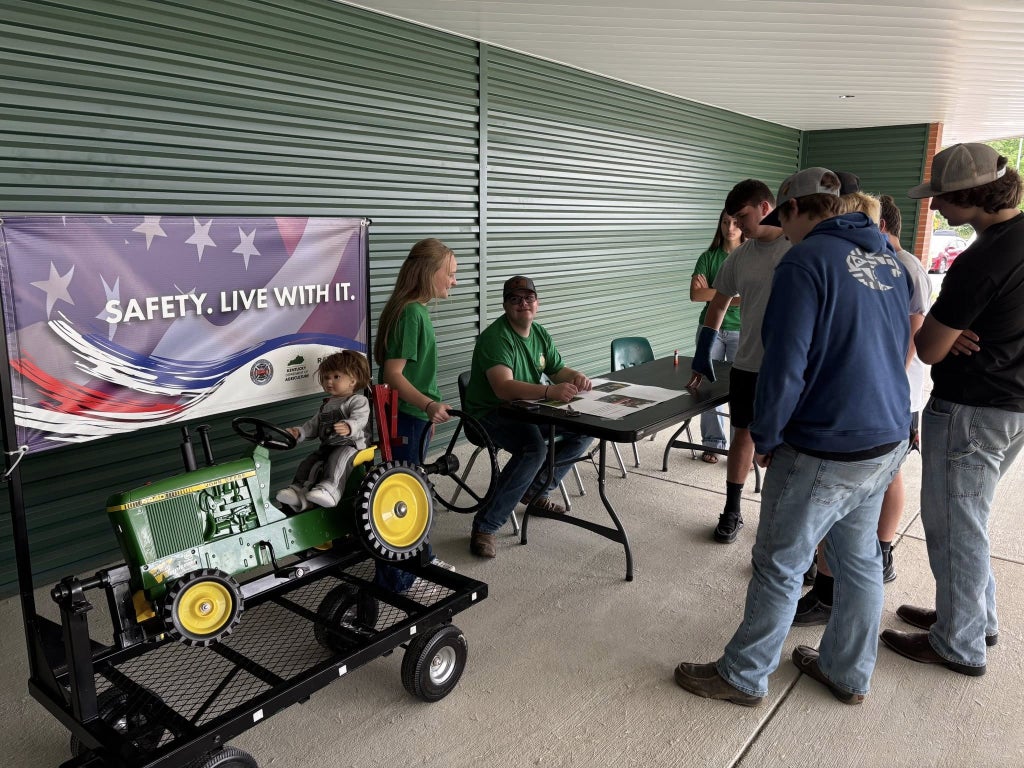 FFA members gave presentations to farmers about various common farming accidents and how to prevent them. This exhibit was about tractor rollover safety.