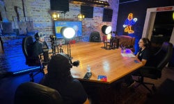 Carlene Gilliam and guests pictured in the recording studio