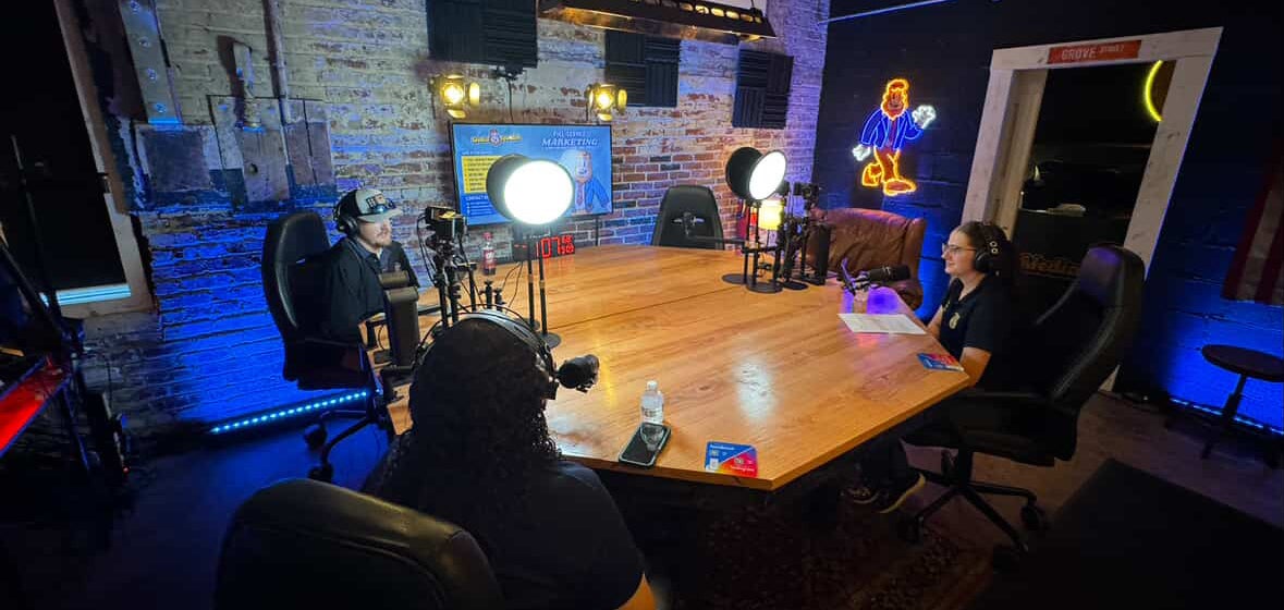 Carlene Gilliam and guests pictured in the recording studio