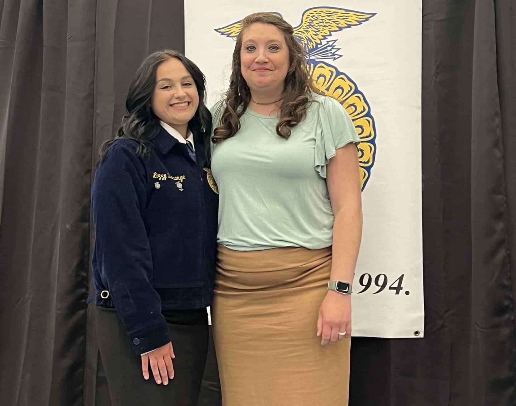 Bosarge and her advisor, Stephanie Loring, at the C. L. Payne FFA Chapter banquet.