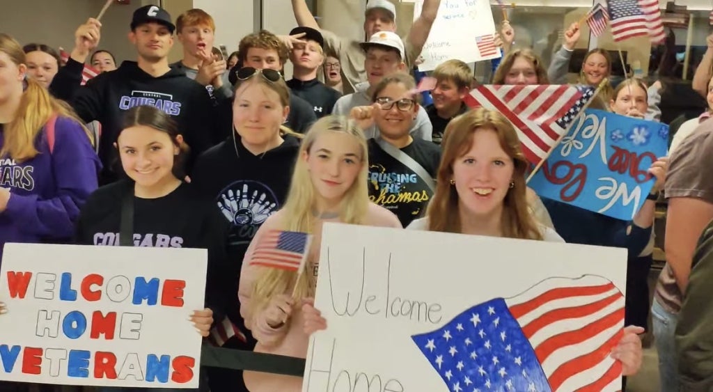 Local Clinton County students attend the Honor Flight ceremony in Springfield, Ill.