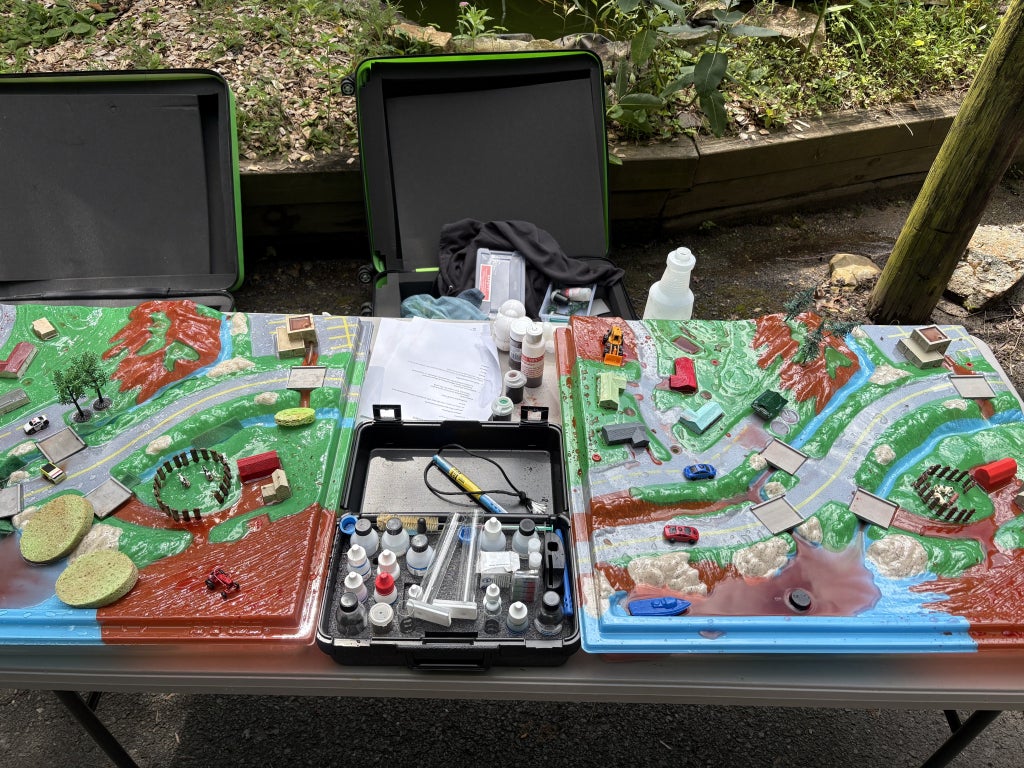 An enviroscape watershed model.