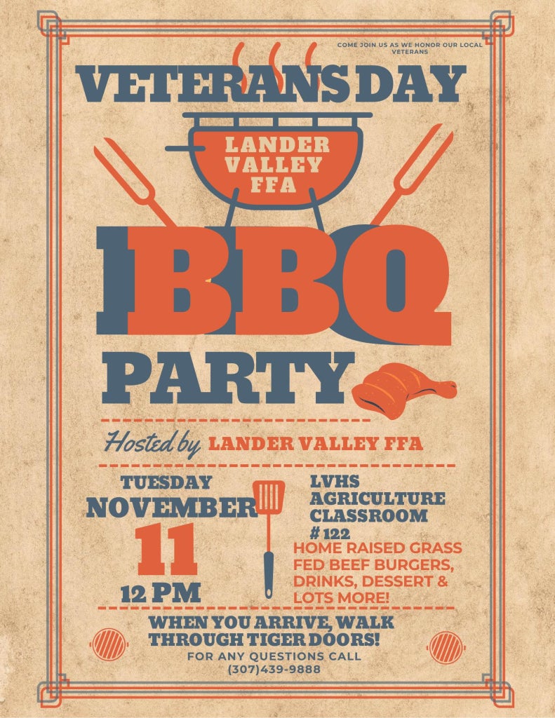 Lander FFA creates a poster to share the BBQ.