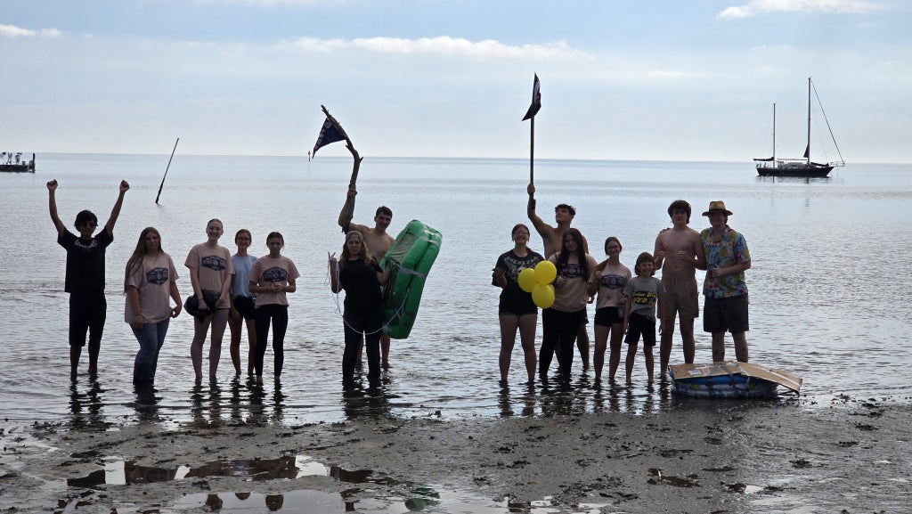 Members celebrate at the end of the games.