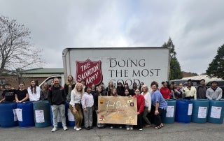 The Rome Middle School CTSO's department in front of The Salvation Army truck, ready to make the donations.