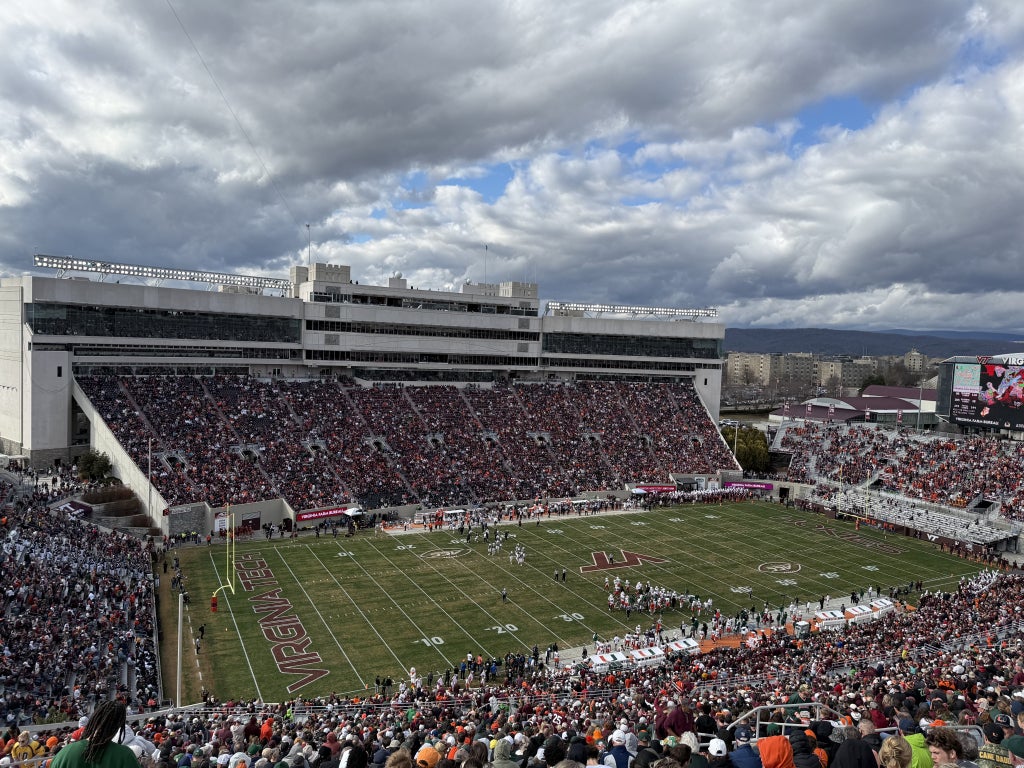 Picture of the packed Virginia Tech football stadium.