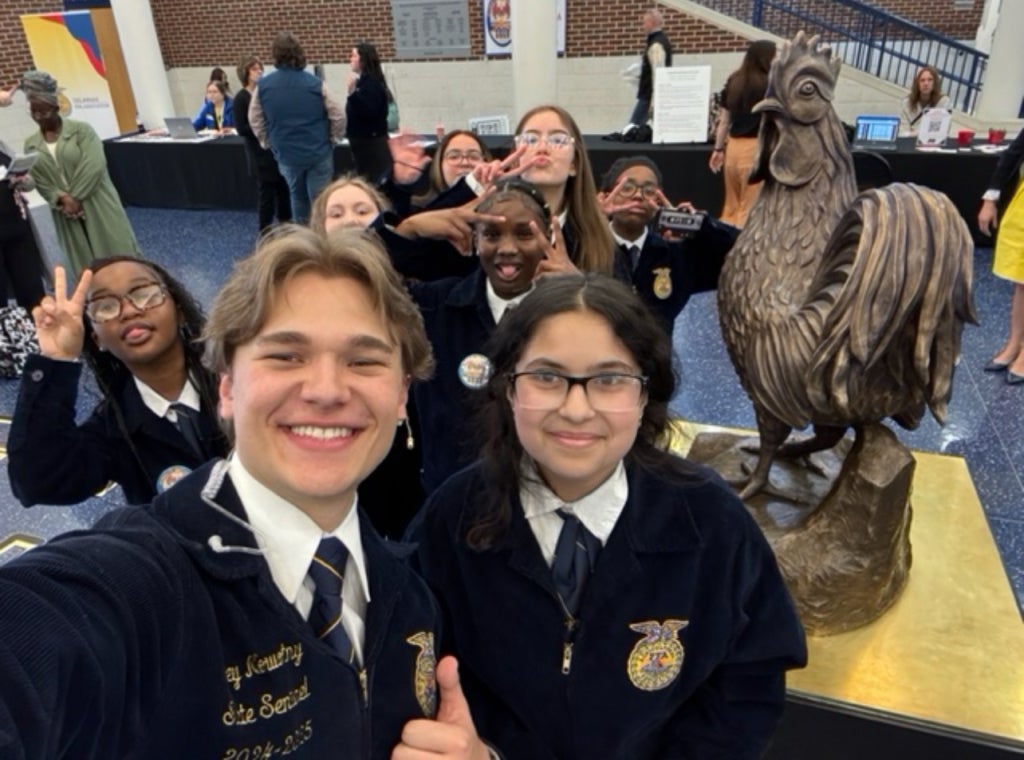 Joey Nowotny meets with members, creating connections that reflect the heart of his FFA journey.