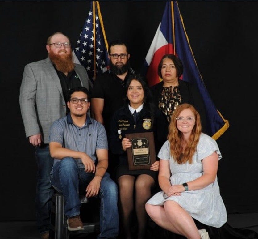 Citlali Calixto’s family and her wonderful agriculture teacher.