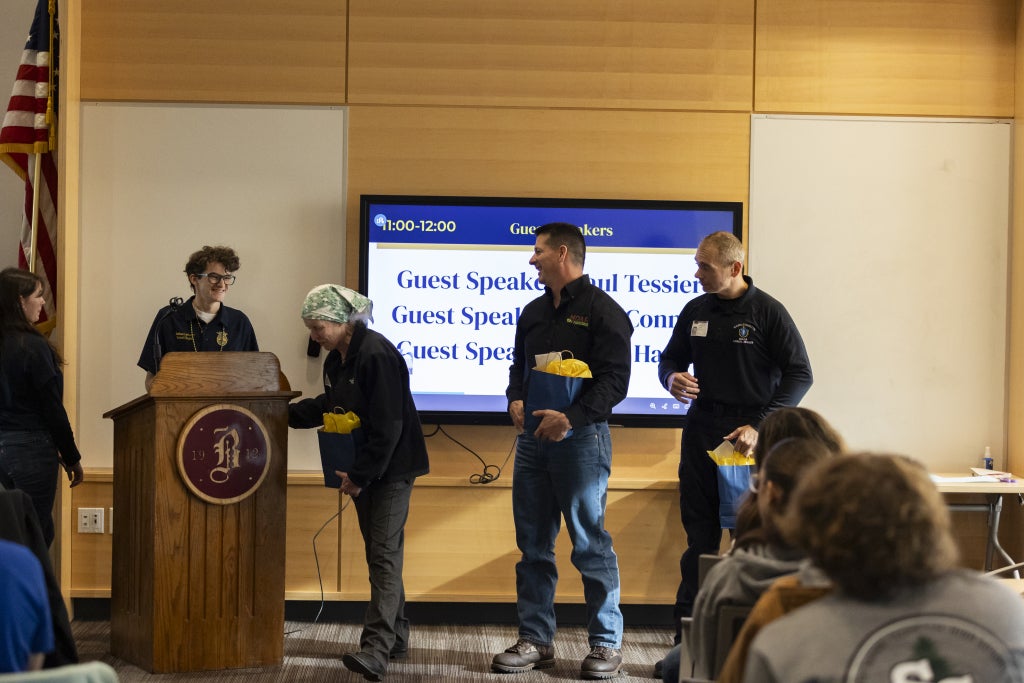 Guest speakers getting a special thank you after sharing their knowledge and talking all things animal sciences.