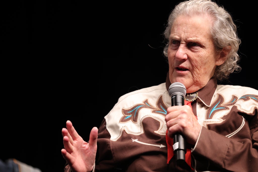 Temple Grandin delivering a speech at the 2024 National FFA Convention.