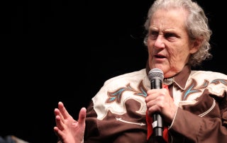 Temple Grandin delivering a speech at the 2024 National FFA Convention.