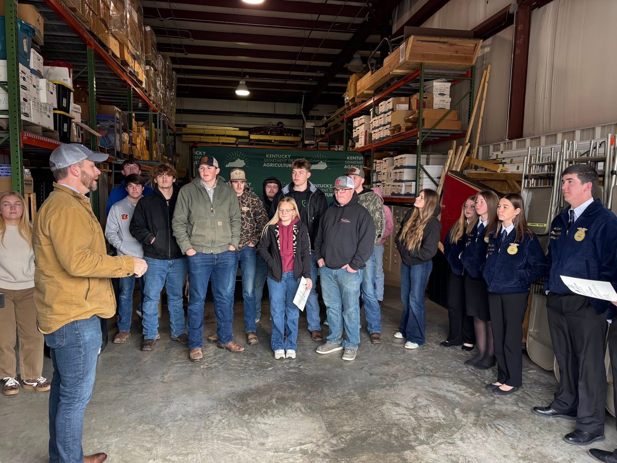 Green County FFA visits with the Kentucky Agricultural Commissioner, Johnathon Shell. 