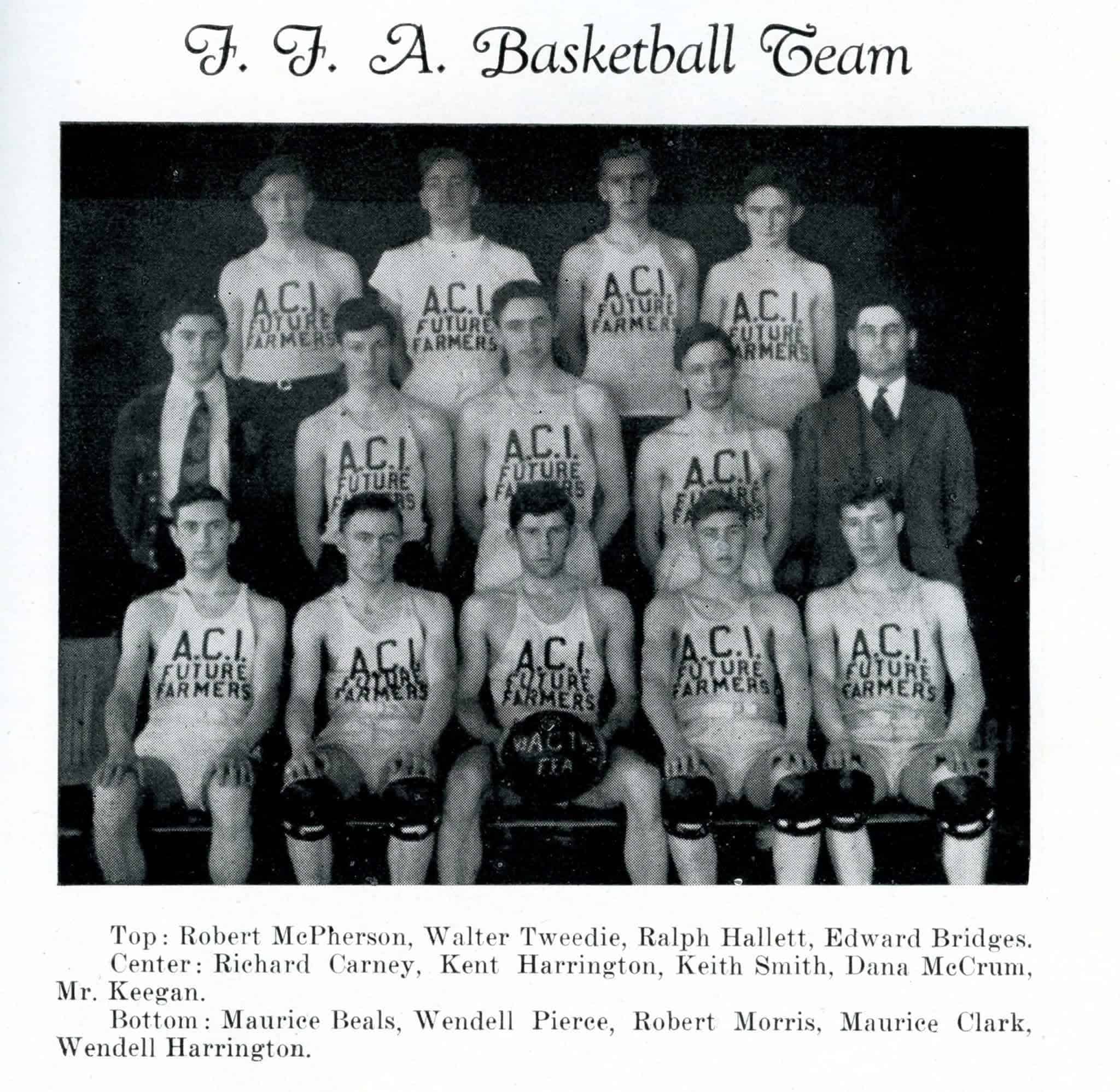 The 1944 Mars Hill FFA basketball team.