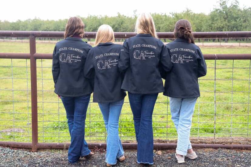 The 2025 California State Champion Floriculture Team, Ripon Christian FFA, after the California FFA state competition.
