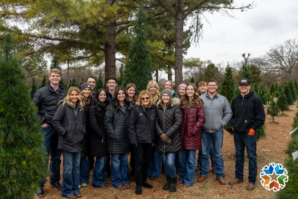 The Agriculture Youth Advisory Council visits a Christmas tree farm in Oklahoma.